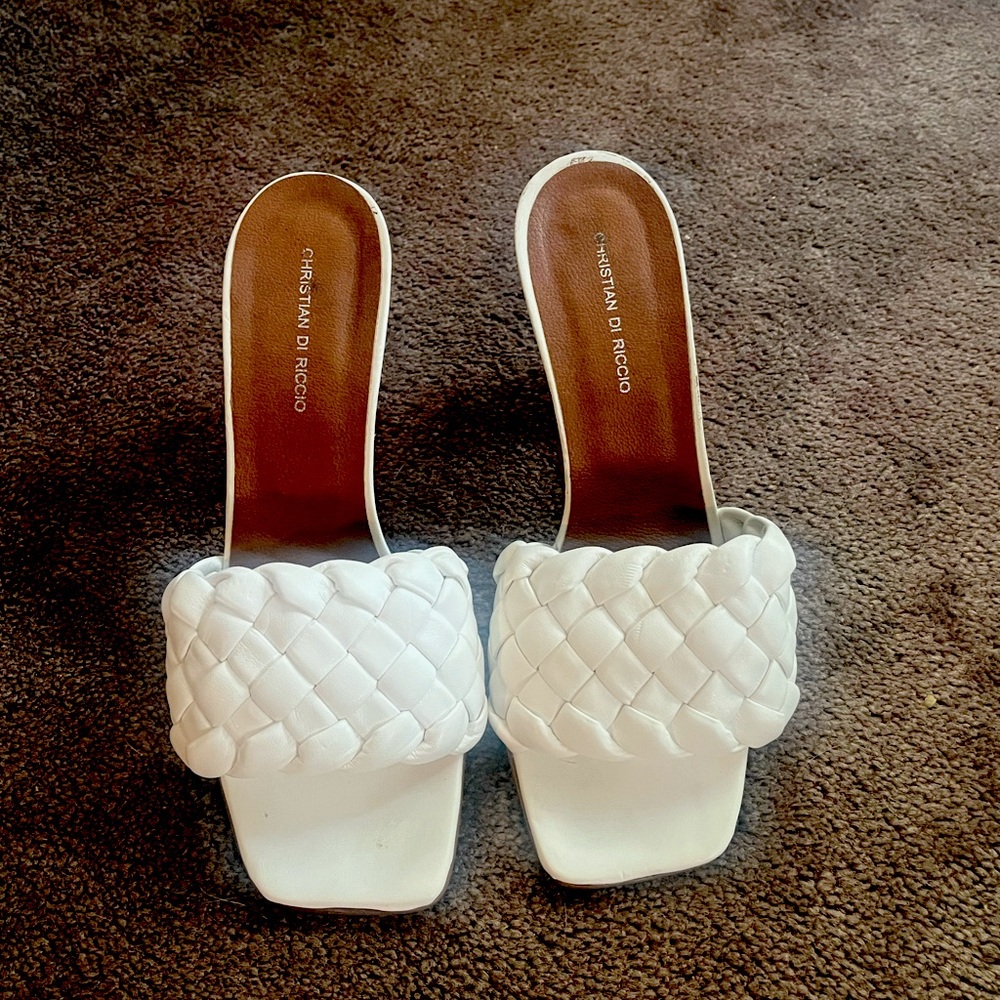 White Braided Slides